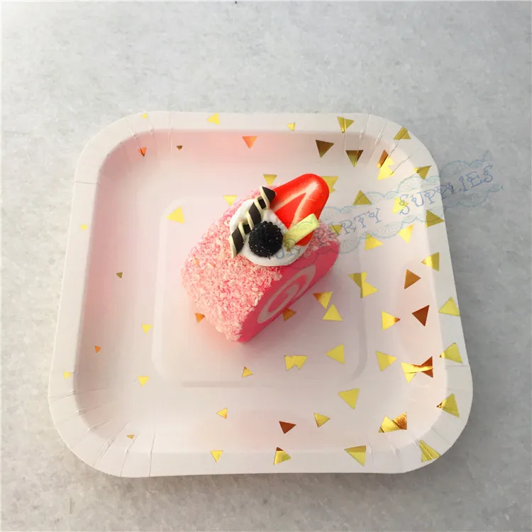 80 человек столовая посуда золотые бумажные тарелки для вечеринки