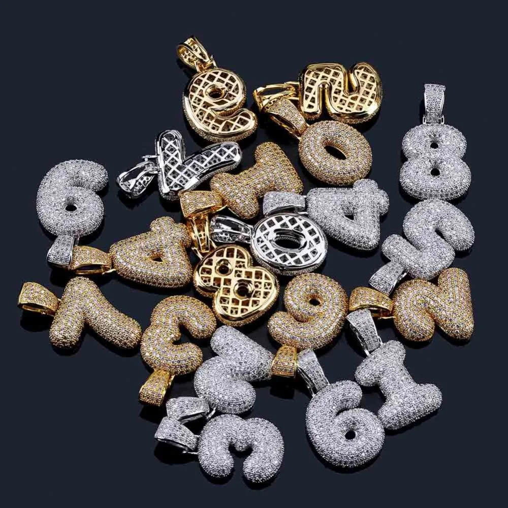Хип хоп AAA Bling кубический циркон 0 9 цифровые ожерелья и подвески для мужчин женщин