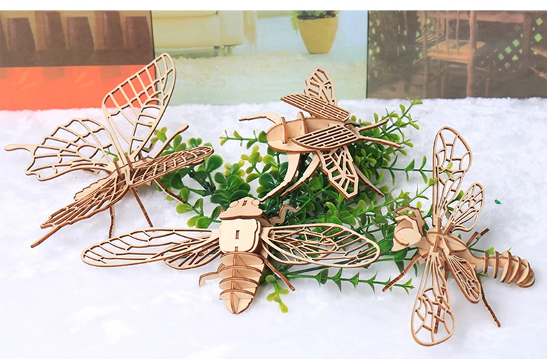 Детские игрушки Монтессори 3D головоломка DIY Развивающие Игрушки Насекомые 8 штук деревянная головоломка ручной работы собранные игрушки Детский подарок