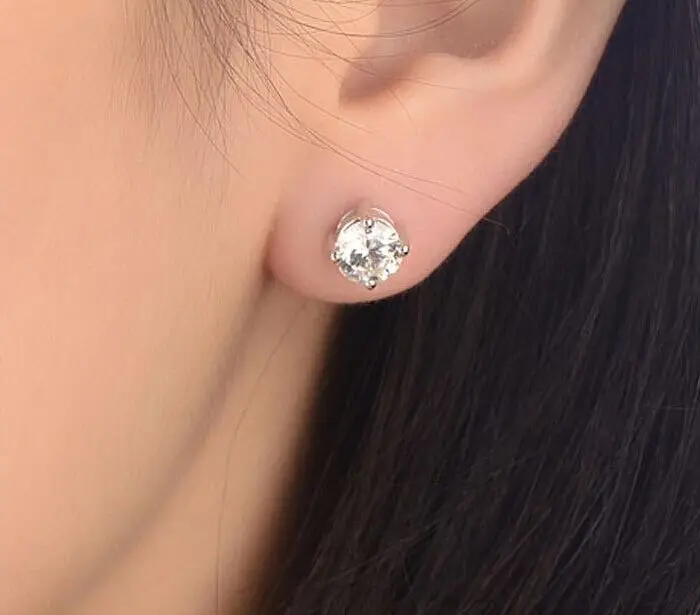 Новинка 2016 белые однотонные CZ серьги-гвоздики для женщин и мужчин четыре когти 3a