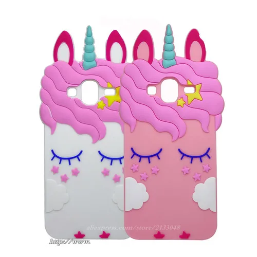 Case For coque Samsung Galaxy J3 Cover for 3D Cartoon white Unicorn Horse 2016 J320 |