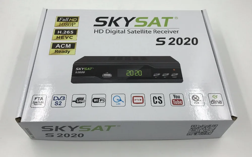 SKYSAT S2020 двойной тюнер спутниковый приемник Поддержка IKS SKS ACM IPTV H.265 M3u PowerVU биссключ