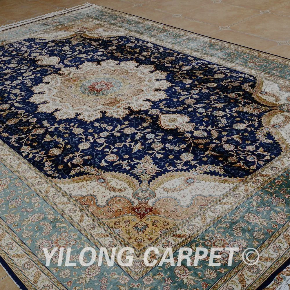 Yilong 8 'x 11 7' Восточный коврик Тебриз Большой Античный Черный Турецкий ручной