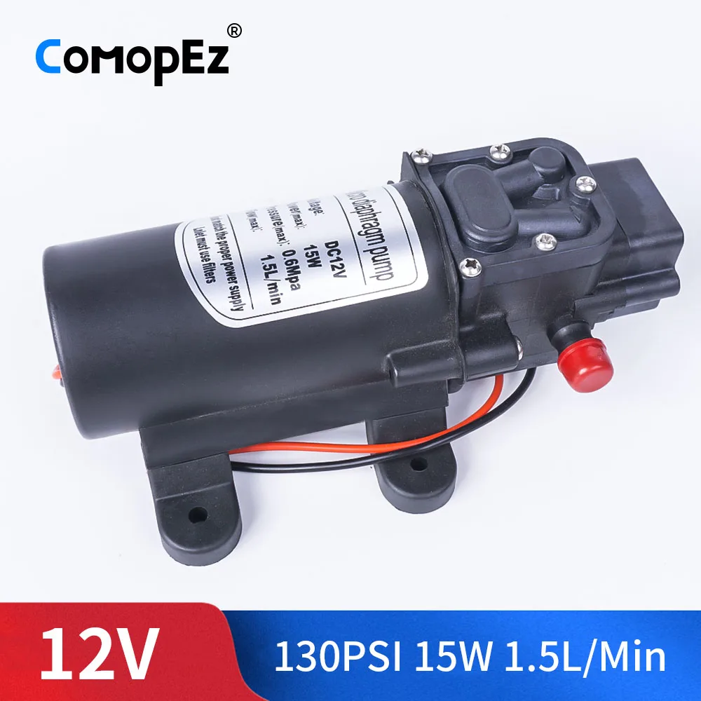 DC 12V 15W 130PSI 1.5L/мин Электрический мембранный насос Самовсасывающий бустер домашний