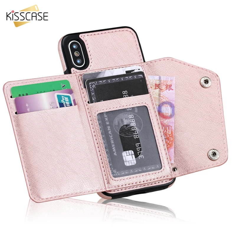 KISSCASE Luxury Wallet Card Slot Case For iphone Xs Max Xr Business PU Leather Stand Phone 7 8 Plus 6 6s Fundas | Мобильные телефоны