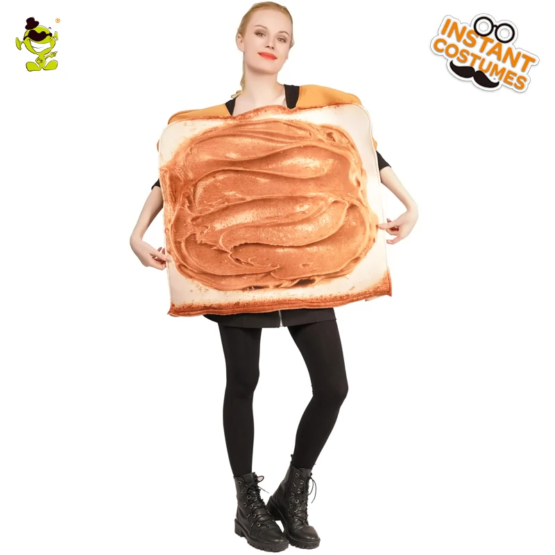 

Unisex Peanut Butter Toast Costume Halloween Adult's Delicious Peanut Food Jumpsuit Cosplay Party Fancy Dress Up
