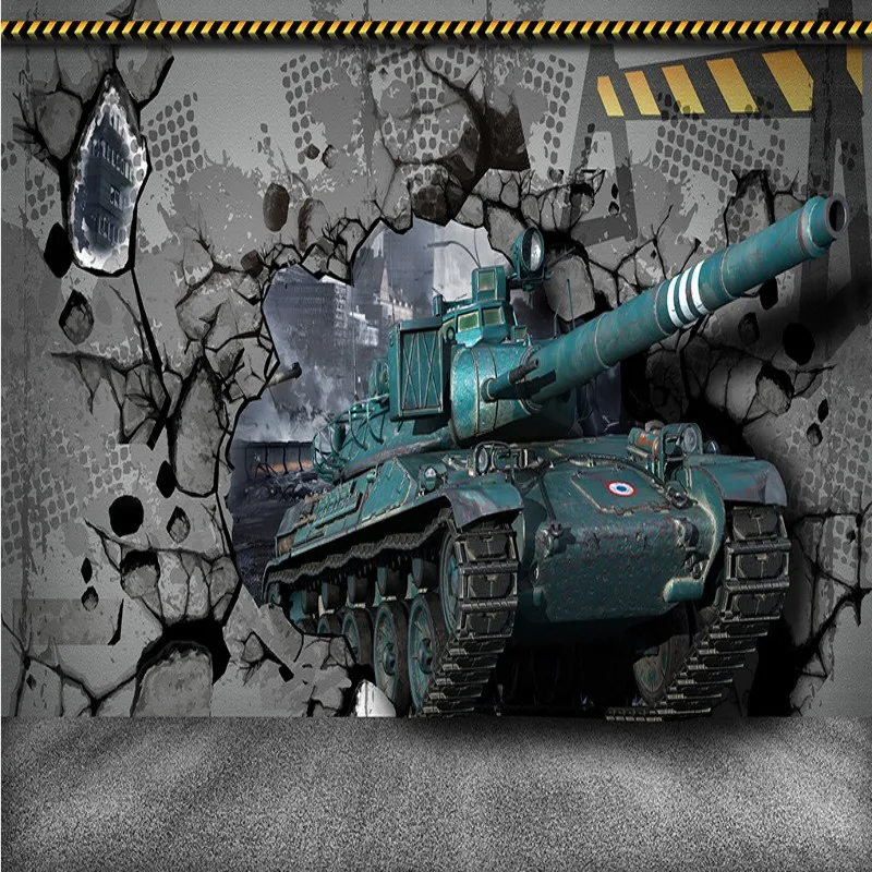 Пользовательские фото обои на заказ Танк через стену 3D стерео HD диван фон росписи
