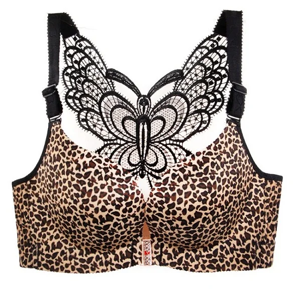 Golden Leopard Бюстгальтер с пряжкой спереди, 200 кг, жир мм, без стального кольца, женское нижнее белье, Регулируемый Тип, большой размер, бюстгальтер 52C 115D 50D 48D - Цвет: Golden Leopard