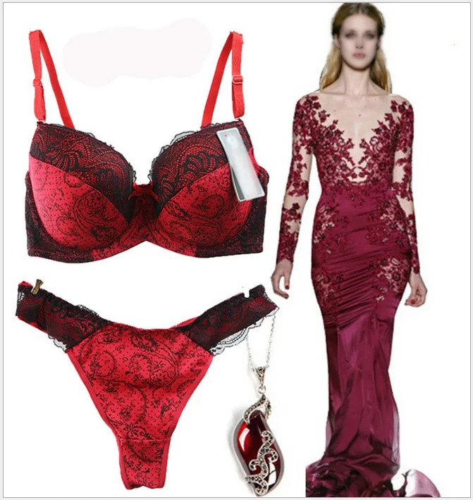 Комплект женского нижнего белья с чашками пуш ап и стрингами|cup size|f cup sizewomen bra |