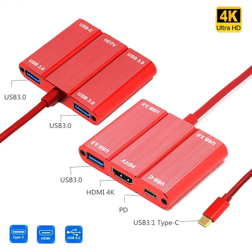 YMY 5 в 1 USB C адаптер usb type-C концентратор к 4K HDMI USB3.0 и USB C зарядка PD Совместимость для Apple MacBook Pro, Dell XPS и т. Д
