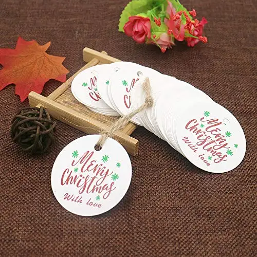 Круглые рождественские бирки с надписью Merry Christmas 100 шт.|Канцелярские наклейки| |