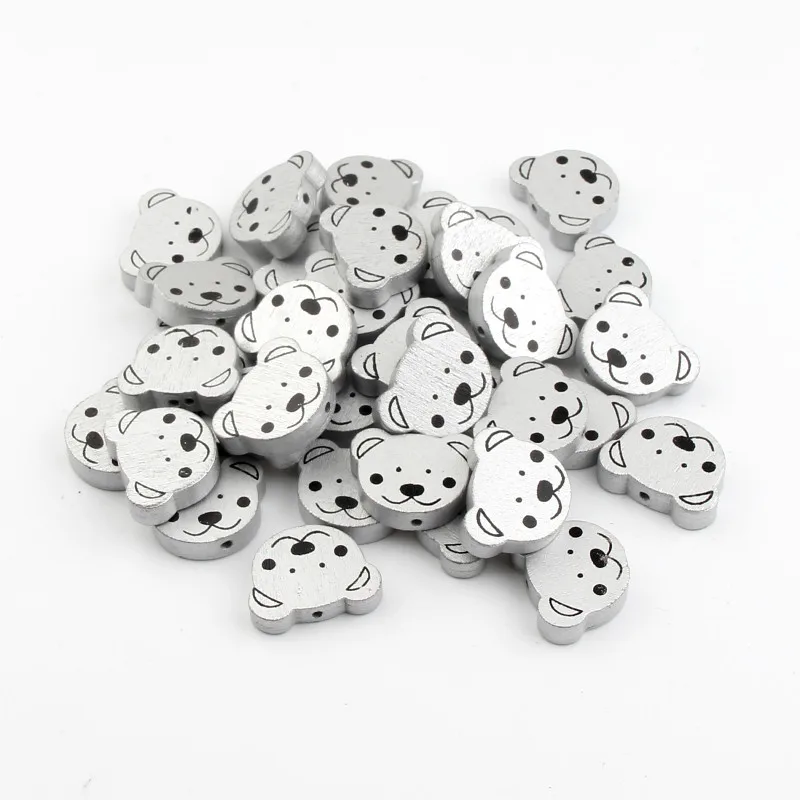 20pcs Wooden Beads 24x19mm Sliver Color Bear Shape Wood for jewelry Making DIY Baby Rattle Pacifier clip | Украшения и аксессуары