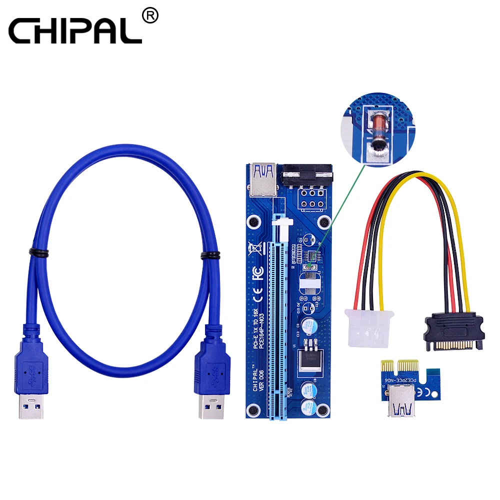 Чипальный регулятор трубки 60 см PCI E Riser Card PCIe 1x к 16x удлинитель + кабель USB 3 0/шнур