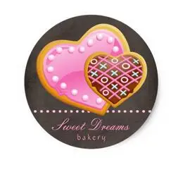 

1.5inch Bakery Stickers Pink Heart Cookie Chocolate Brown