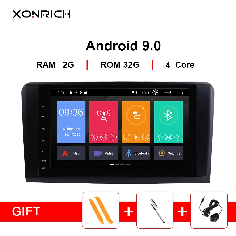 2 din автомагнитола gps Android 9,0 NO-DVD мультимедийный плеер для Mercedes Benz ML W164 ML300 GL X164 GL320 350 420 450 500 навигация