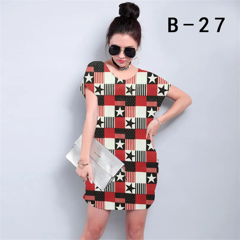 Женское платье-туника с коротким рукавом из полиэстера 35 цветов | Женская одежда