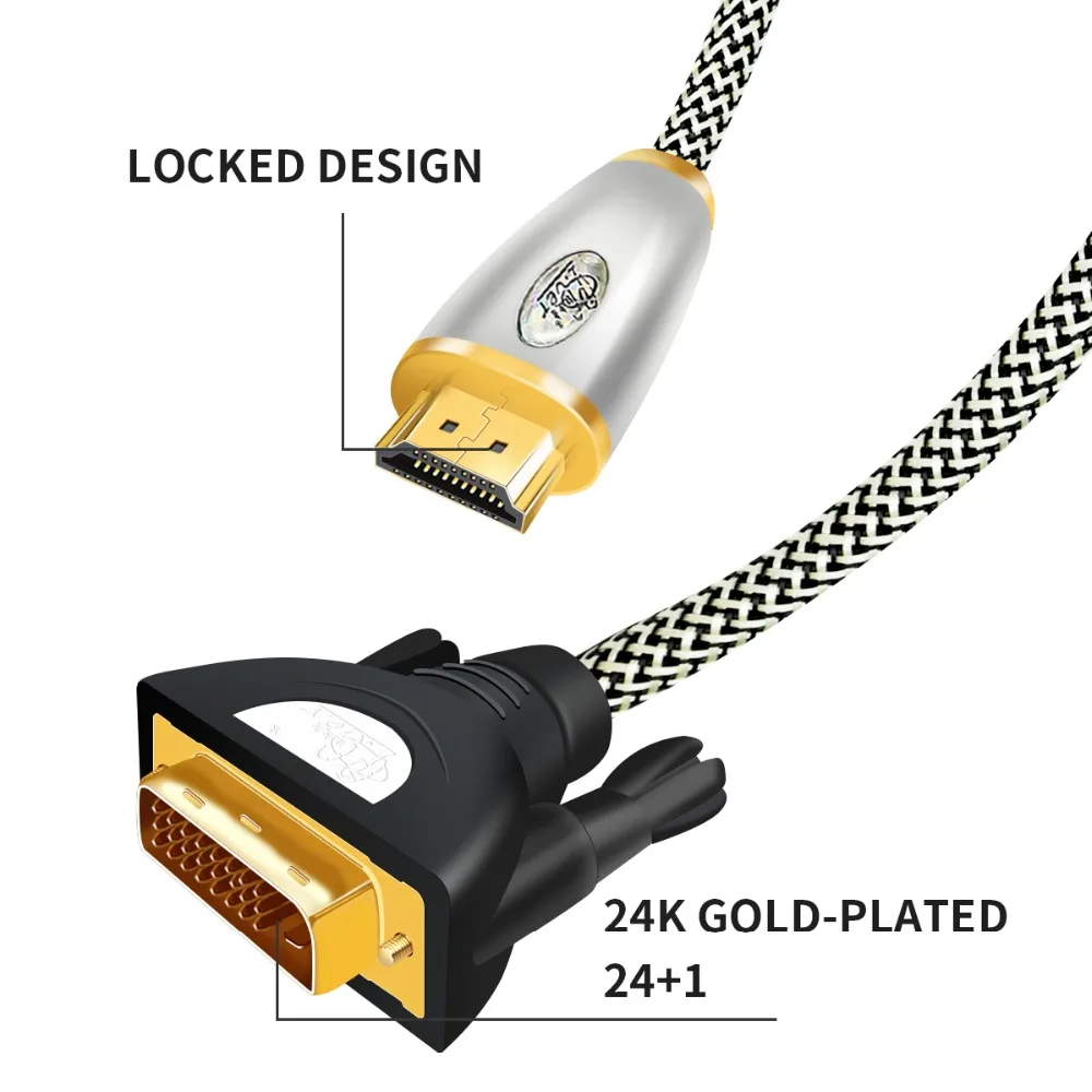 Нейлоновый плетеный кабель HDMI DVI аудио видео Папа папа для ПК монитора HDTV
