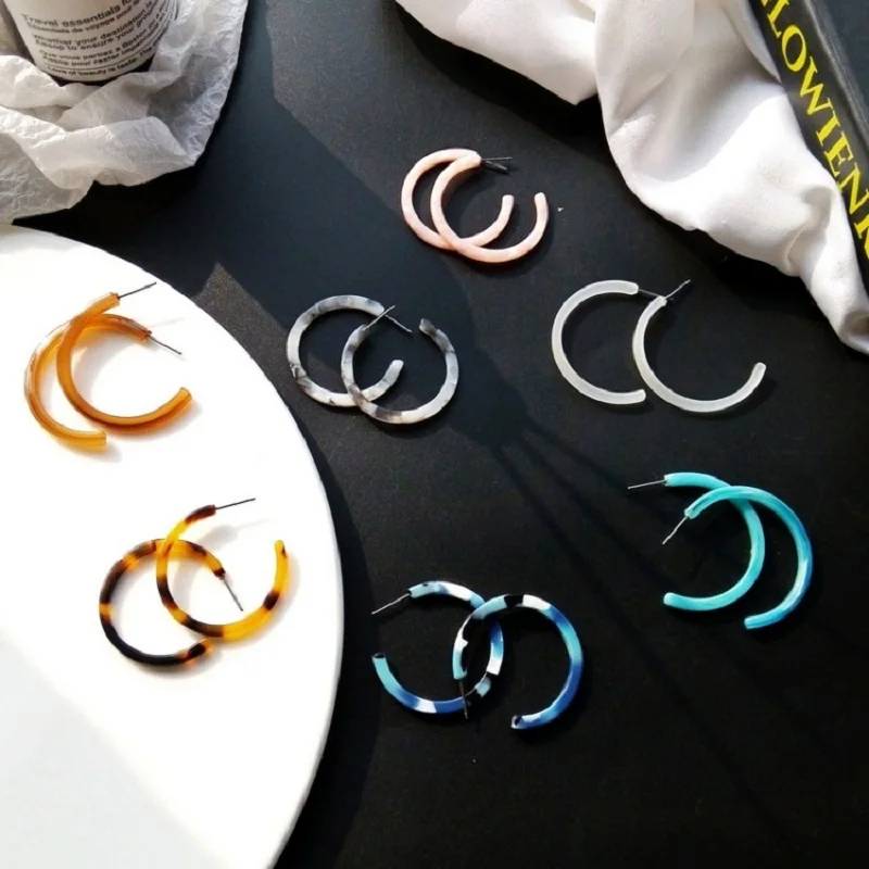 Леопардовые серьги 2019 ацетатные темпераментные Серьги C образной формы