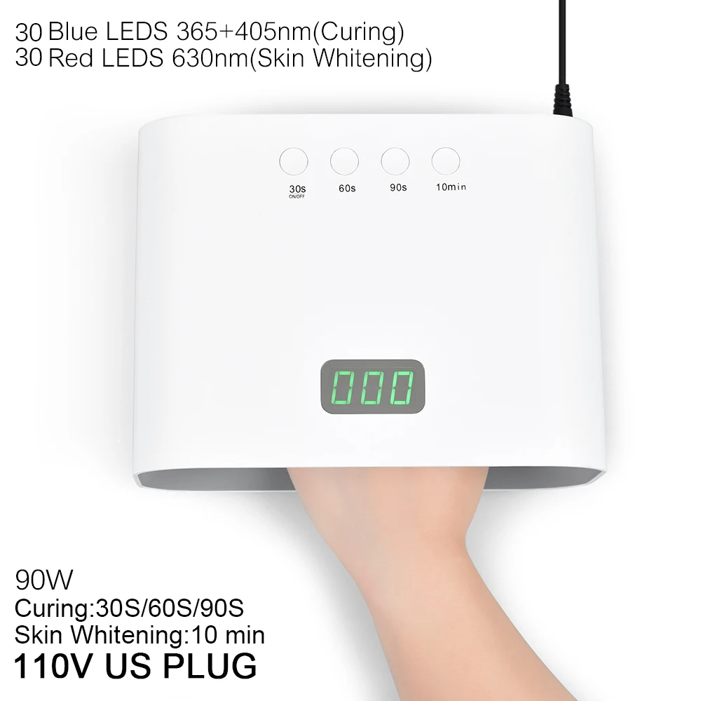 Kads светодиодная УФ лампа для сушки покрытия ногтей 90W отбеливание Сушилка 48 Вт