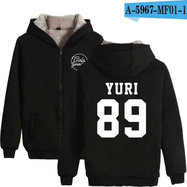 black KPOP SNSD, зимняя толстовка с капюшоном для девочек, Флисовая теплая куртка-толстовка с длинным рукавом, толстовки на молнии, Толстовка для мужчин и женщин - Цвет: black