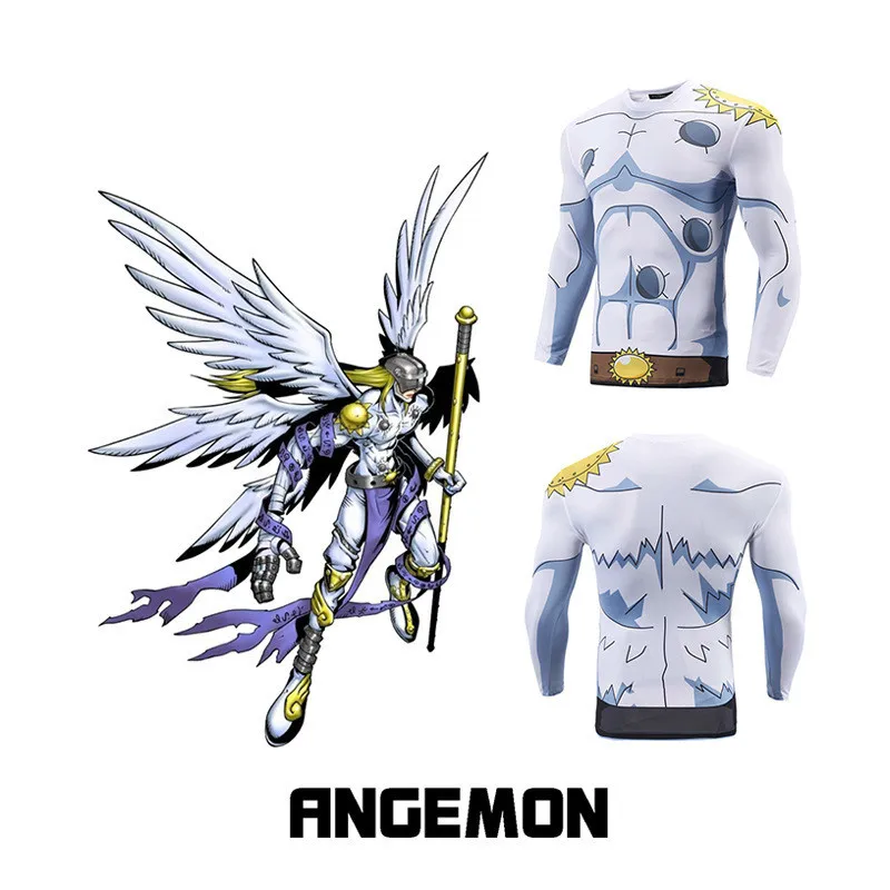 Новинка мужская белая футболка с мультипликационным принтом DIGIMON Crest of Angemon