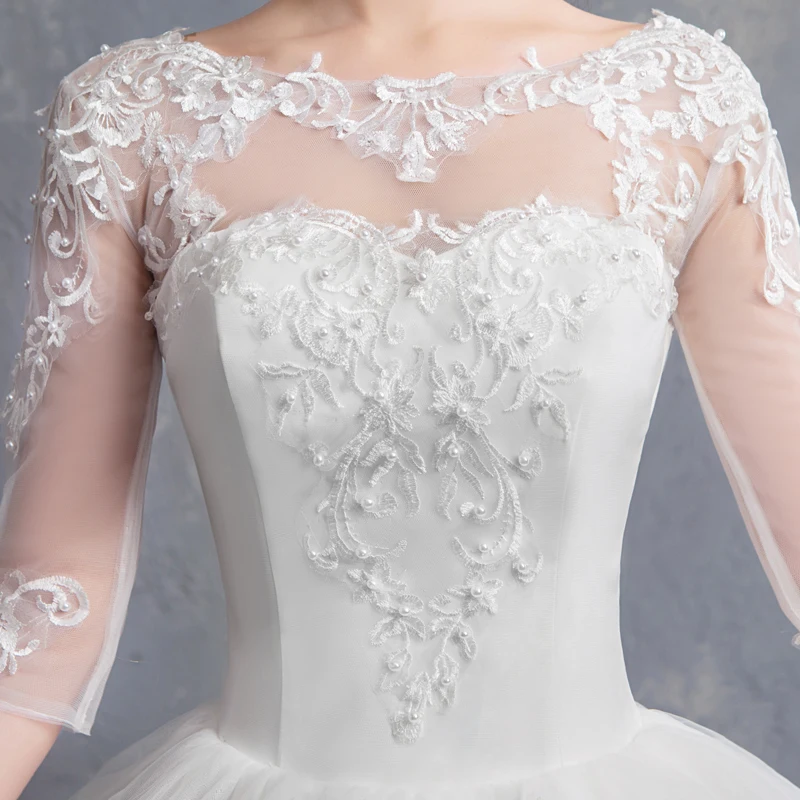 Свадебные платья со шлейфом новинка Vestidos de novia с круглым вырезом цвета слоновой