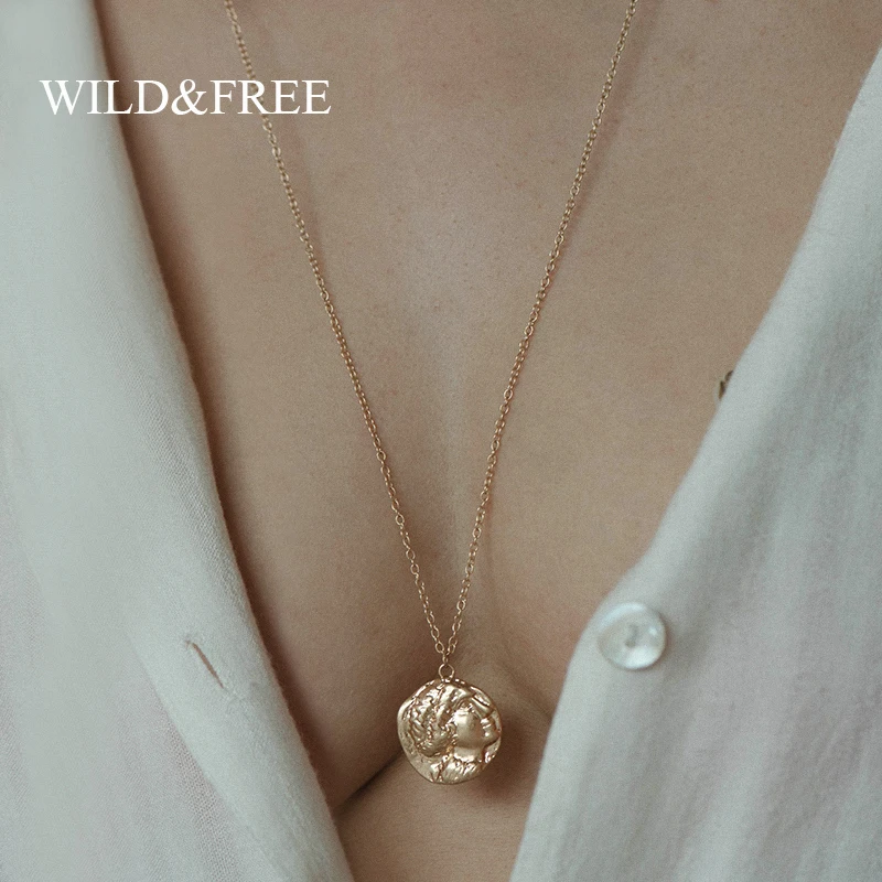 Wild & Free старинных золотых Цвет для женщин с рисунком головы Подвески Простой в