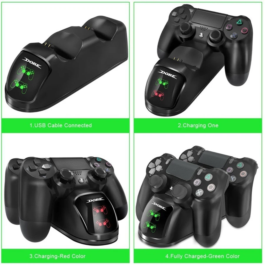 Док станция USB для контроллеров PS4 док быстрой зарядки джойстиков двойная