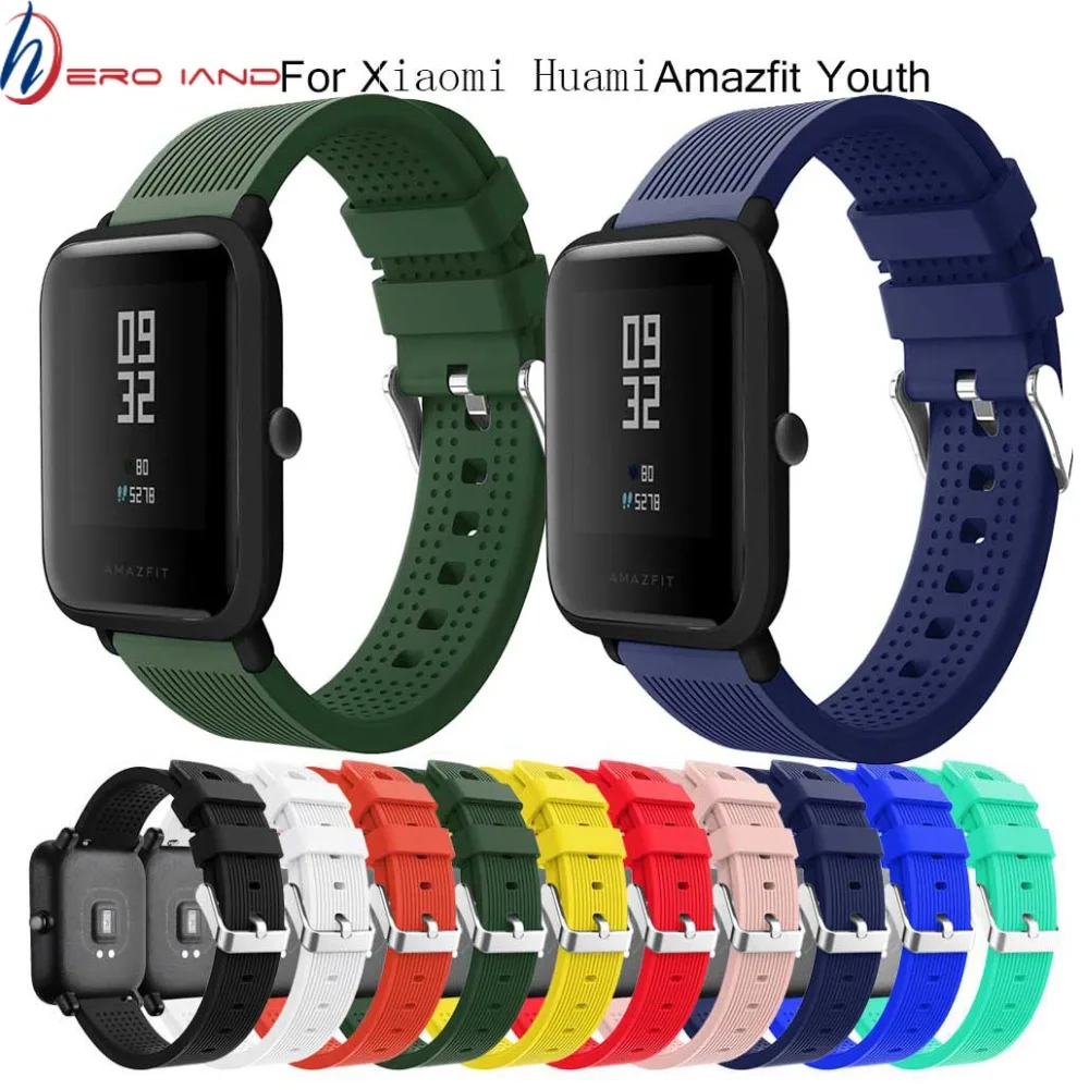 

20mm Silicone Watch Strap For Xiaomi Huami Amazfit Bip BIT PACE Lite Youth smart Watchband sport Bracelet wriststrap waterproof