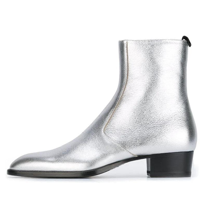 Высококачественные ботинки челси на молнии в западном стиле золотистые