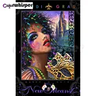 Алмазная живопись, полноразмернаякруглая 5D картина из страз, картина Марди Гра, клоун, Венеция, карнавал, выпускное платье, вышивка, картина XP149