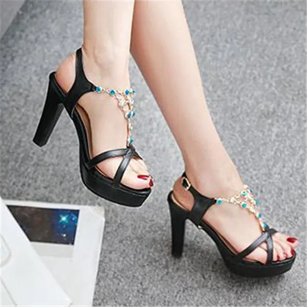 10 cm High Heel Open Toe Platform Crystal White Shoes Thick Heels Pink Women Sandals | Обувь