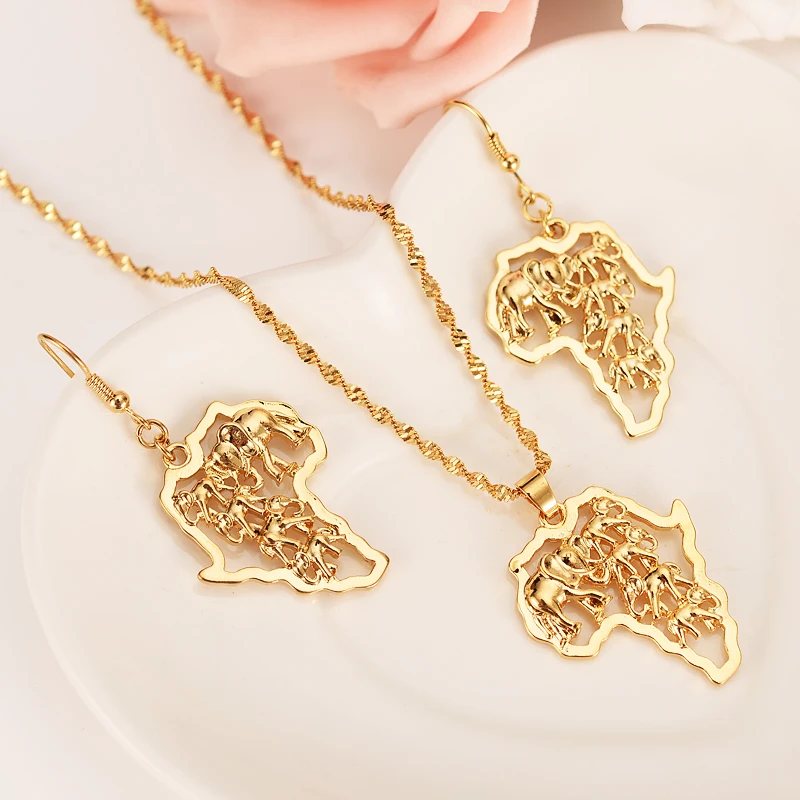 Ювелирные наборы из колье и серёг с надписью карты Африки|Ювелирные наборы| |