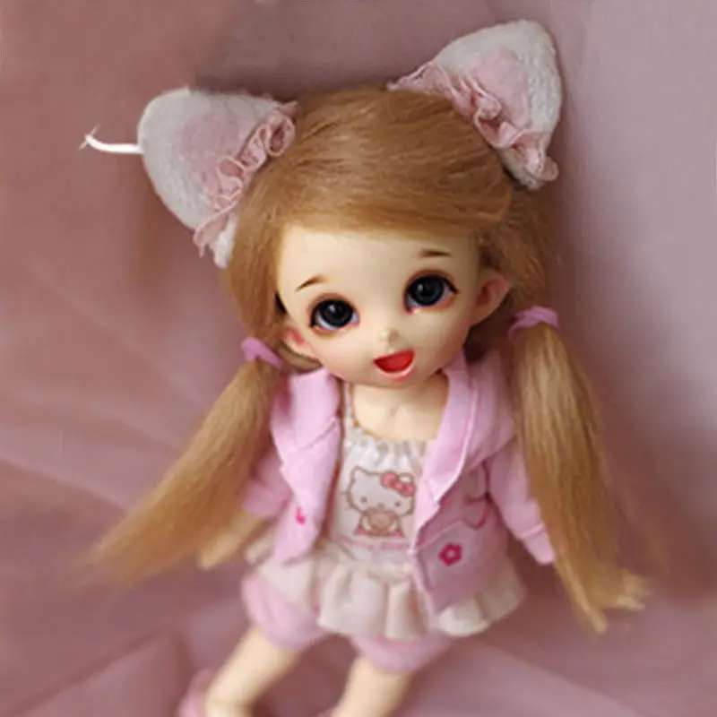 [Wamami] коричневый/льняной длинный шерстяной парик 1/8 Pukifee Ae Lati BJD Dollfie 14 см|wool wig|bjd