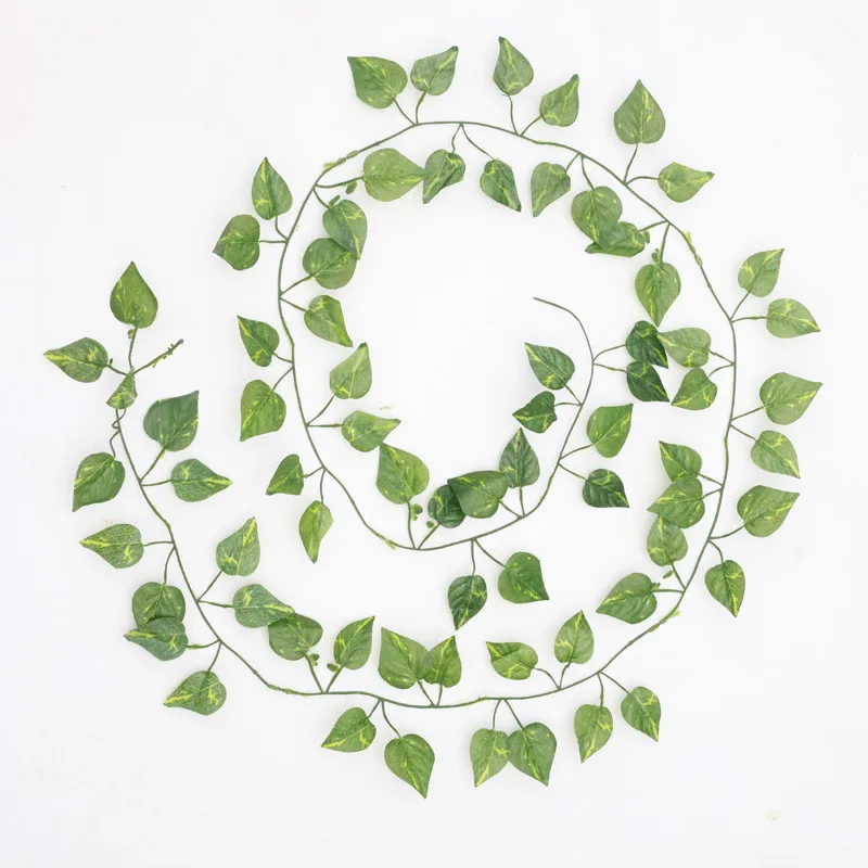 Green leaf Искусственные растения плюща зеленый лист пластиковая гирлянда искусственная Виноградная лоза цветы листва вечерние Декор джунгли гирлянда из ротанга украшение сада - Цвет: Green leaf