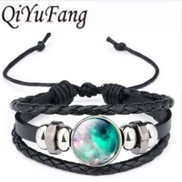 qiyufang galaxy stud bracelet bangle space glass dome cabochon bracelet bangle for women jewelry accessories
