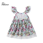 Популярное летнее платье кружевное платье для маленьких девочек вечерние чные Платья с цветочным принтом для маленьких девочек вечерние чный сарафан принцессы с оборками От 2 до 7 лет