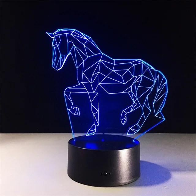 Единорог 3D светодиодный светильник, ночник, 7 цветов, меняющий Usb 3d светильник, Рождественский декоративный подарок, мультяшная игрушка, Luminaria, вечерние - Испускаемый цвет: Color Changeable