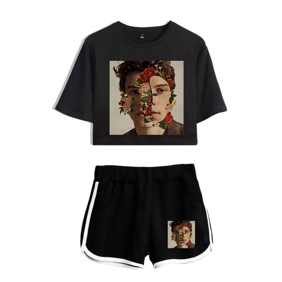 Женский спортивный костюм Shawn Mendes комплект из двух предметов короткий топ и шорты