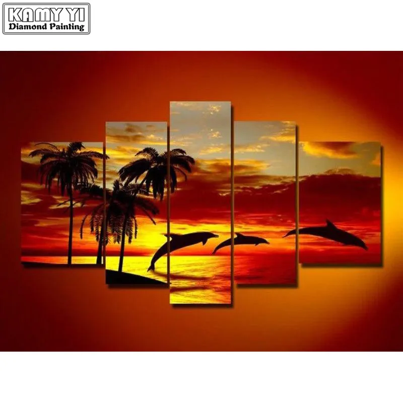 

Diamond Painting 5 Luiks Dolphins & Sunset lwr