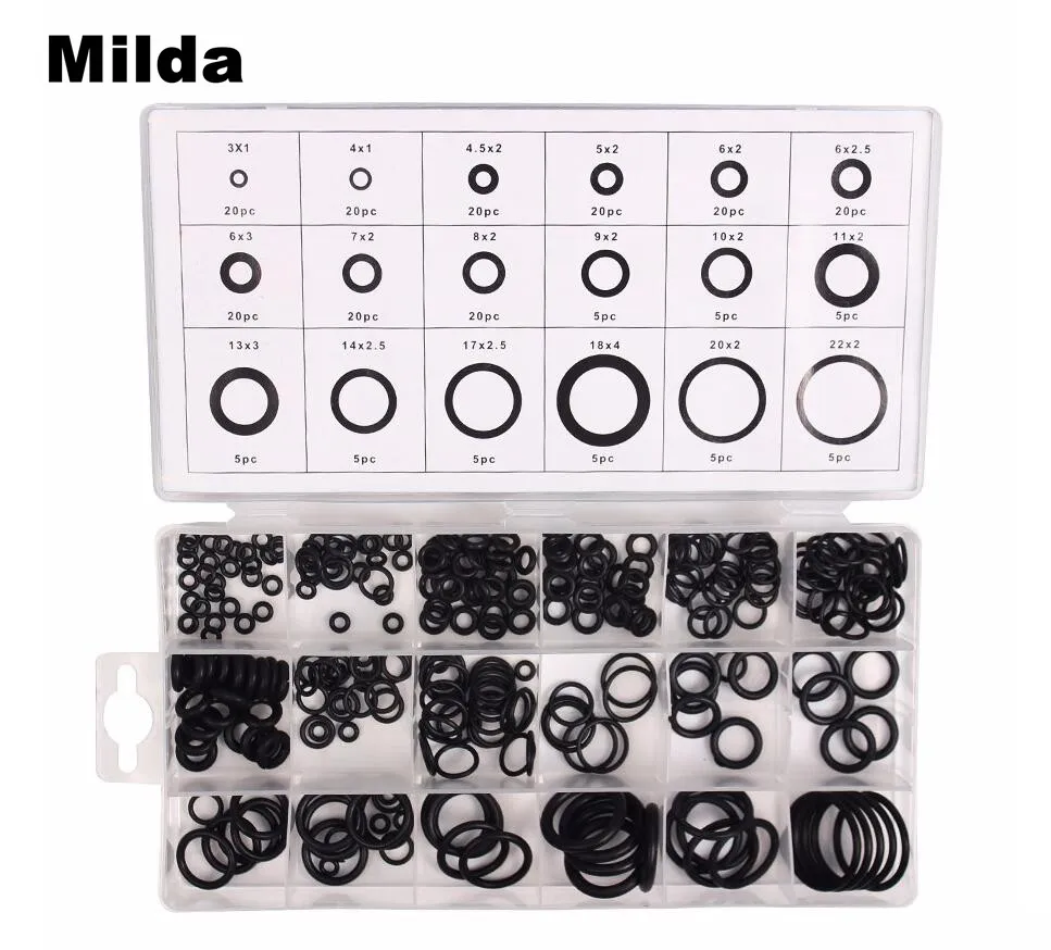 

Milda 225 Pcs Kit Air Conditioning HNBR O Rings Seal Nitrile Rubber Car Auto Repair Tools Air Conditioning Refrigerant Ring