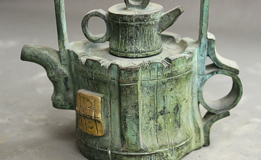 Коллекция Китай старинная бронзовая позолота бамбуковая форма ручка