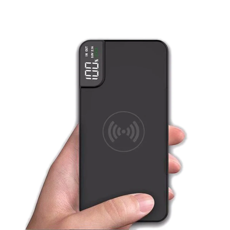 10000mAh банк силы Qi Беспроводное зарядное устройство с цифровым дисплеем для iPhone X 8