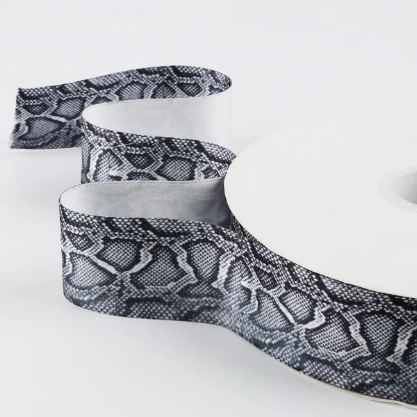 4cm Dark Grey Горячая Распродажа, змеиная кожа и Леопардовый принт, Полиэстеровая хлопковая лента для вечерние украшения дома, свадьбы, подарочная упаковка, аксессуары для одежды - Цвет: 4cm Dark Grey