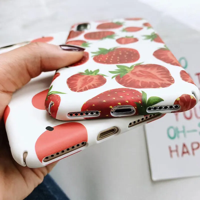 Boucho чехол s для iphone 6 6s 7 8 plus милый мультяшный фрукт клубника оранжевый жесткий