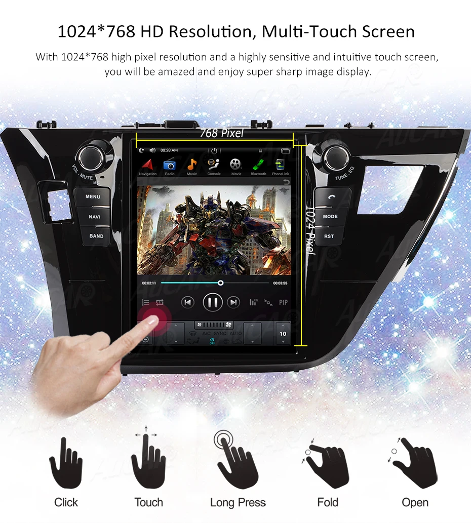 Android 7.1 10.4" Tesla Style for Toyota Corolla car multimedia player 2013- Bluetooth Radio WIFI 4G Vertical Stereo IPS