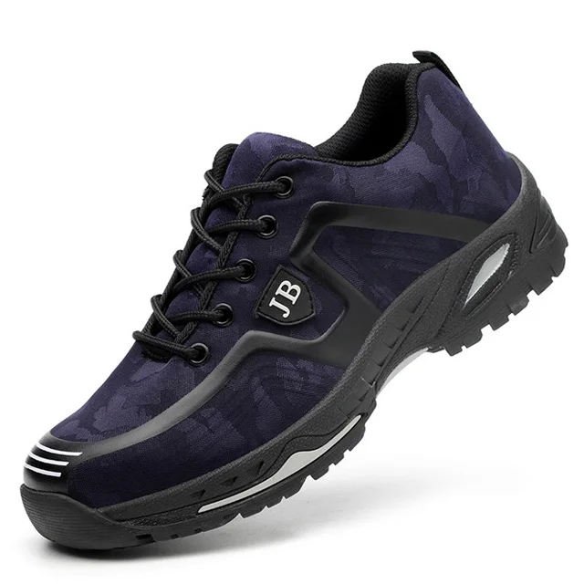 539-deep blue Work Safety Shoes Steel Toe Work Boot men shoes Anti-puncture Safety Boot indestructible shoes Slip-on male shoes adult Sneaker - Цвет: 539-deep blue