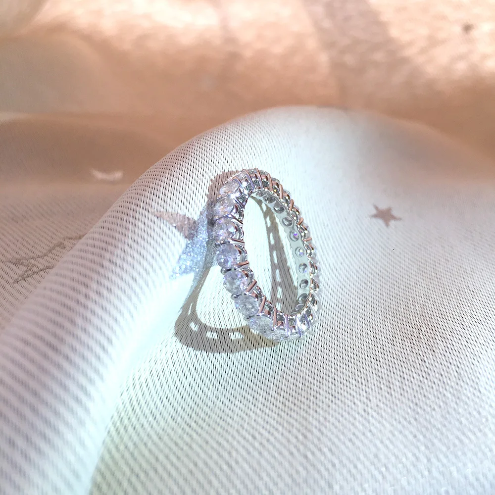 AEAW Solid 14K 585 Белое Золото Люкс 3,0 мм 2.5ctw D Цвет Помолвочное, обручальное кольцо Moissanite энтерство алмазный обруч для женщин