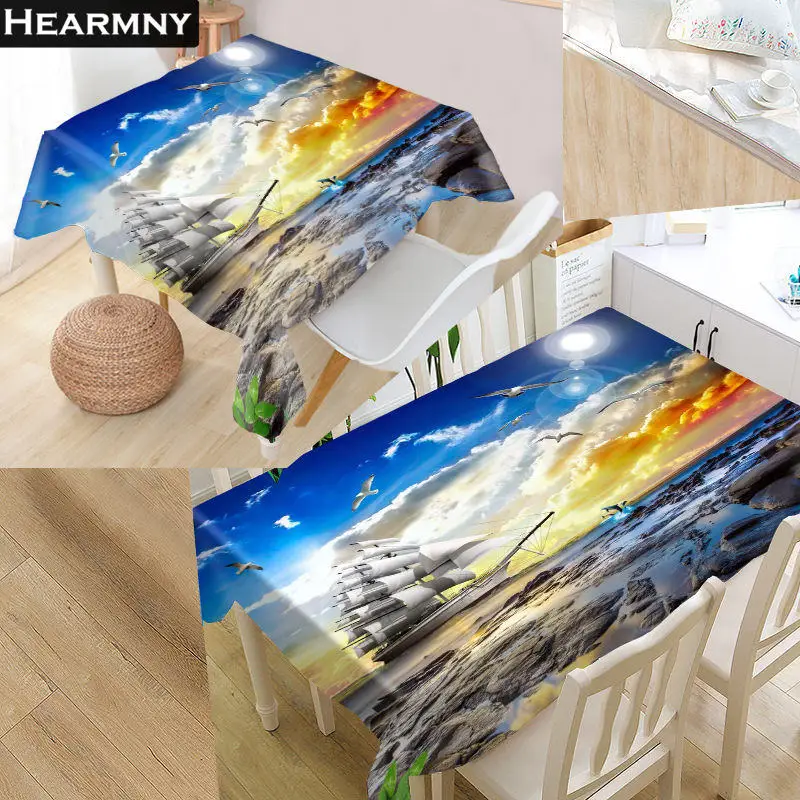New Beach Palm 3D Tablecloth Waterproof Oxford Fabric Square/Rectangular For Wedding Table Cloth Cover TV Covers | Дом и сад