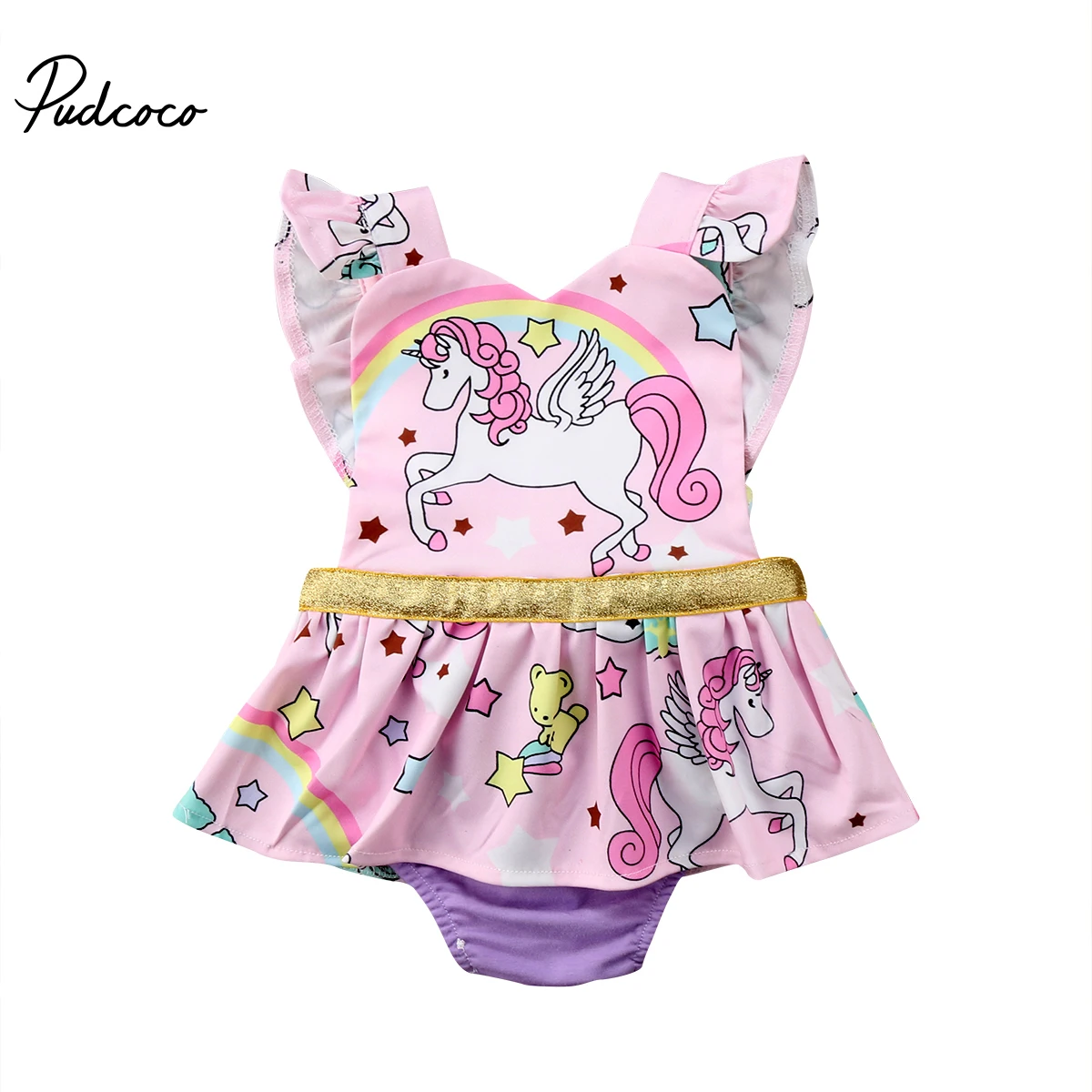 2018 Фирменная Новинка для новорожденных маленьких девочек Единорог комбинезон